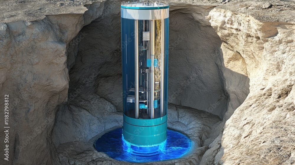 Poster a cross-section of a nuclear reactor showing its components and operation.
