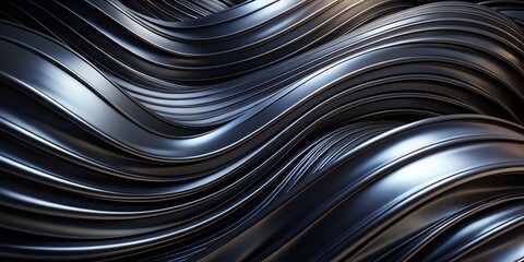 Elegant Abstract Black Wavy Curves: Luxury 3D Rendered Modern Background
