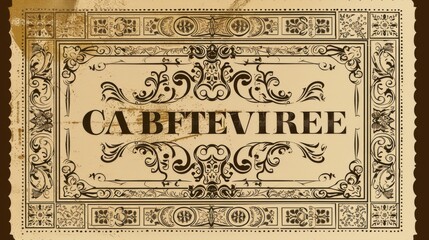 Elegant vintage coupon features ornate borders intricate text CABFTEVIREE subtle background pattern design.  A nostalgic feel.