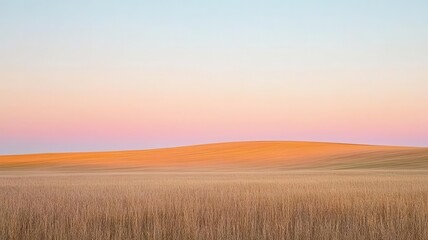 Obraz premium Parallel horizon lines blending into smooth neutral sky, dreamy and serene atmosphere