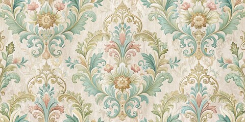 Elegant Damask Floral Wallpaper Background - Soft Tones & Intricate Patterns
