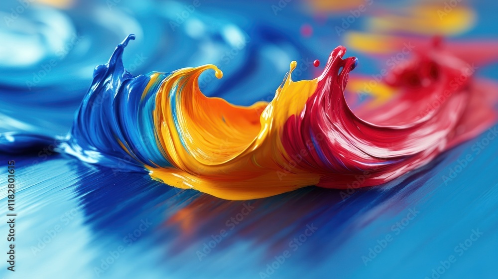 Poster colorful swirls of paint create a vibrant abstract pattern on a canvas surface. generative ai