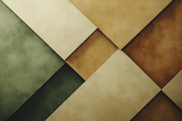 Abstract geometric patterns with earthy tones in a minimalistic arrangement on a textured background. Generative AI