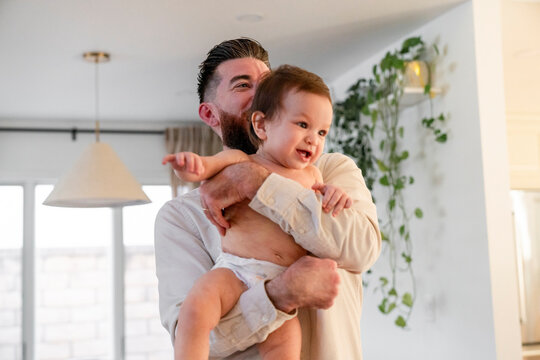 dad and daughter at home