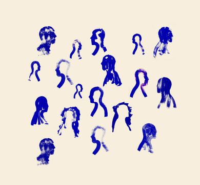 Different head silhouettes facing in different  directions