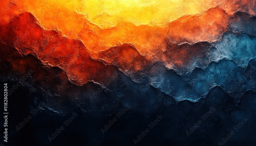 Poster vibrant abstract background with deep orange to dark blue gradient texture with soft lighting