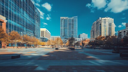 Obraz premium Modern Cityscape: A Vibrant Urban Plaza