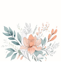 Hand drawn watercolor vintage floral ornament  isolated, vector background illustration. Luxury design with abstract flowers.