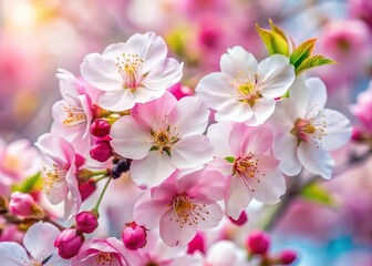 Elegant Pink & White Blossoms Panoramic - Isolated Floral Background