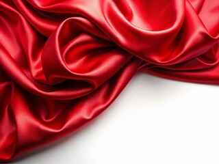Obraz premium Elegant Red Satin Fabric Border, Isolated White Background, Copy Space, Luxury Texture