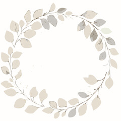 Fototapeta premium Watercolor leaves frame design vector wallpaper. Line leaf background, textured jungle print.
