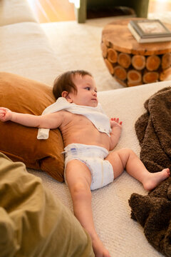 Toddler diaper getting dressed