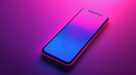 Modern smartphone displayed against a vibrant pink and purple gradient background.
