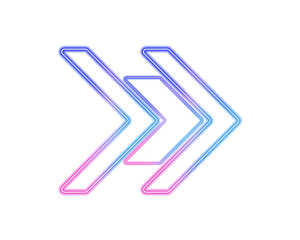 Arrow iridescent colors of pink and blue merge into gentle for your design of a casino, bar or club in PNG format. Retro sign with bright neon arrows in pink, blue, purple and blue.