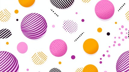 Playful geometric doodle pattern, dynamic curves, circles, and sharp edges, modern color palette creating a seamless art backdrop