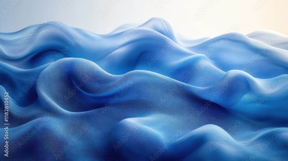 Poster blue ocean waves flowing pattern dynamic liquid motion abstract design