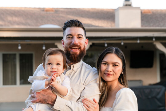 family portrait looking at camera 