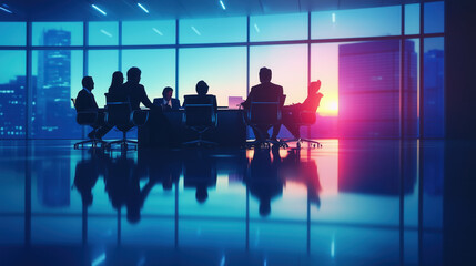 An Inclusive Business Team Sharing Ideas During a Strategy Session, Highlighting Leadership and Collaboration in a Sleek Conference Room