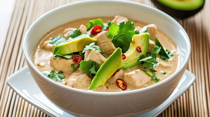 Creamy Chicken Avocado Soup  Aromatic Cilantro Garnish  Delicious Meal