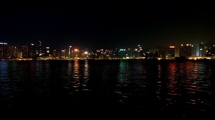Obraz premium Night Lights of Hong Kong Skyline