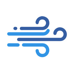 Stylized Blue Wind Gust Lines Representing Natural Movement