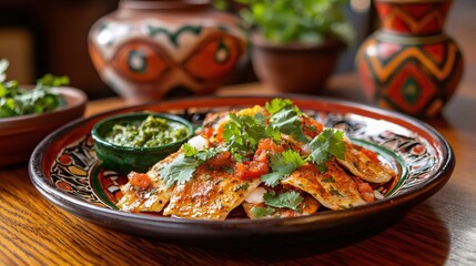 Delicious Grilled Fish Dish with Salsa and Cilantro Garnish on Rustic Plate