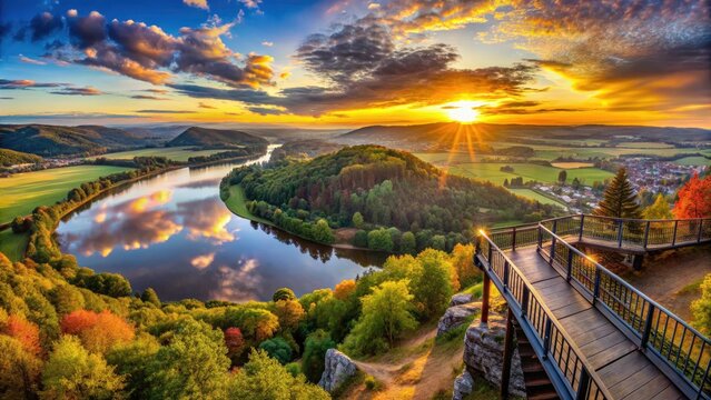 Jahrtausendblick Rinteln: Panoramic Viewpoint Photography, Niedersachsen Germany Scenic Lookout
