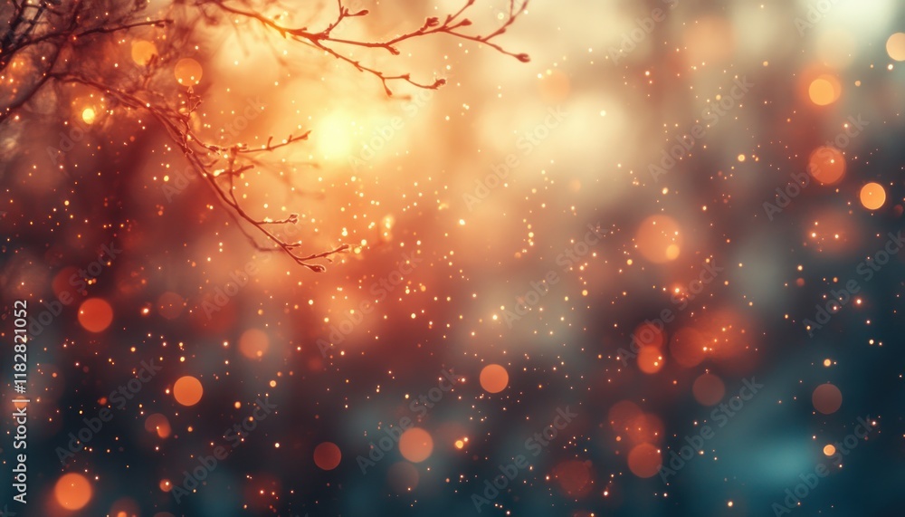 Poster soft bokeh abstract background with warm light grain dust and textures