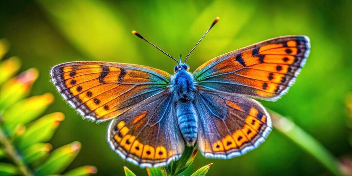 Lycaena helle Butterfly, Lewertbachtal, Germany - Tilt-Shift Photography, June 12, 2021, Female,  Blauschillernder Feuerfalter
