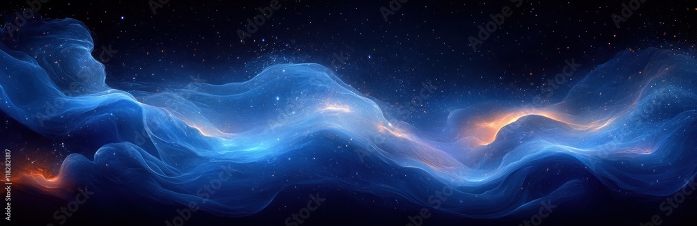 Poster calm blue gradient abstract background with soft lighting and wave pattern for serene studio room