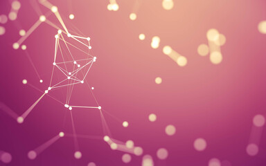 Abstract background. Molecules technology with polygonal shapes, connecting dots and lines. Connection structure. Big data visualization.