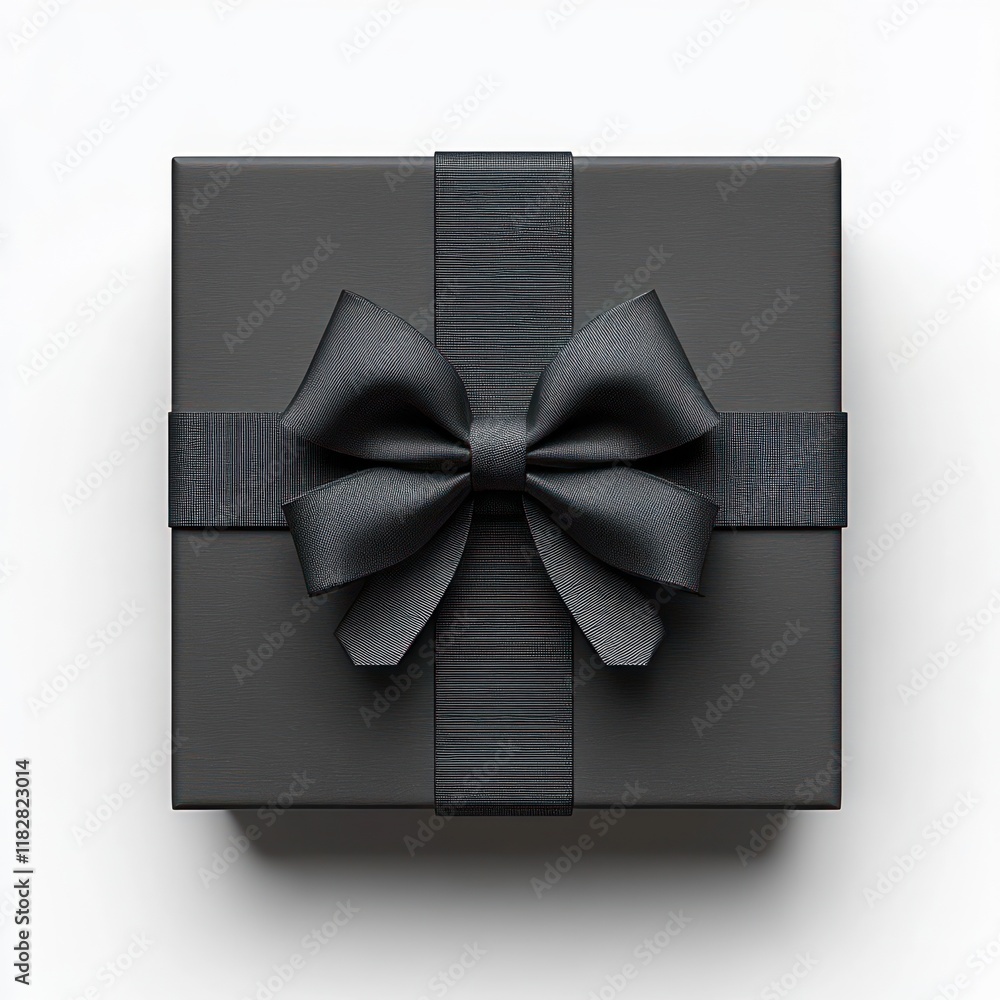 Poster black gift box with bow minimalist design for product showcase 3d rendering