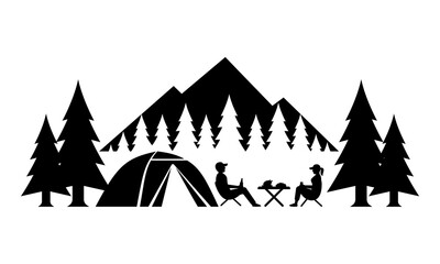 Couples camping in nature graphics