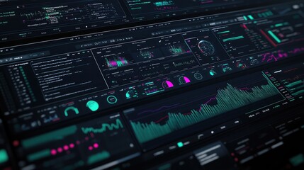 Obraz premium A close-up of an AI-powered software interface showing engineering solutions, with room for copy.