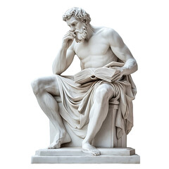 Philosopher Greek Statue Isolated on a Transparent Background