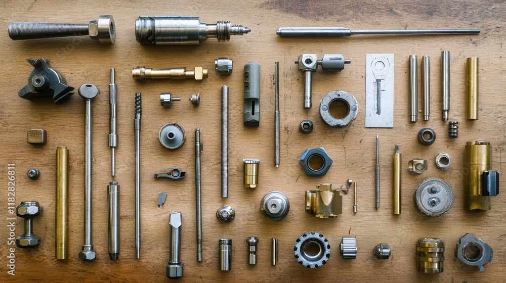 Aufkleber a photo of advanced engineering tools on a workbench, with a clean and clear background for text.