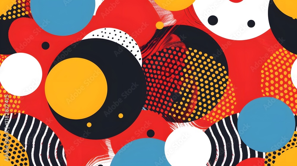 Poster abstract composition of overlapping circles with patterned inclusions