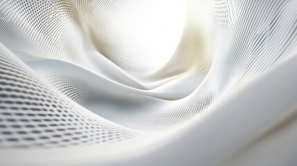 Abstract White Waves: Digital Art of Flowing, Perforated Surface