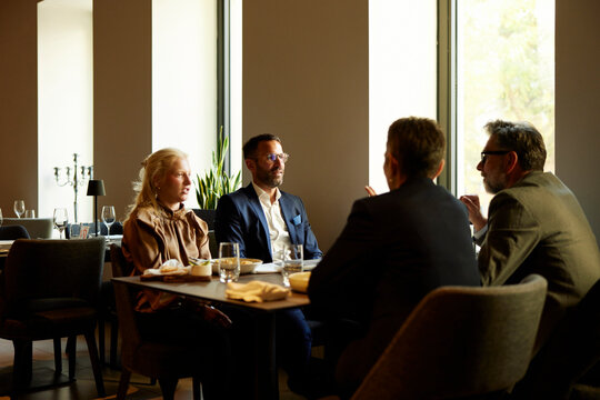 Colleagues dine at the restaurant