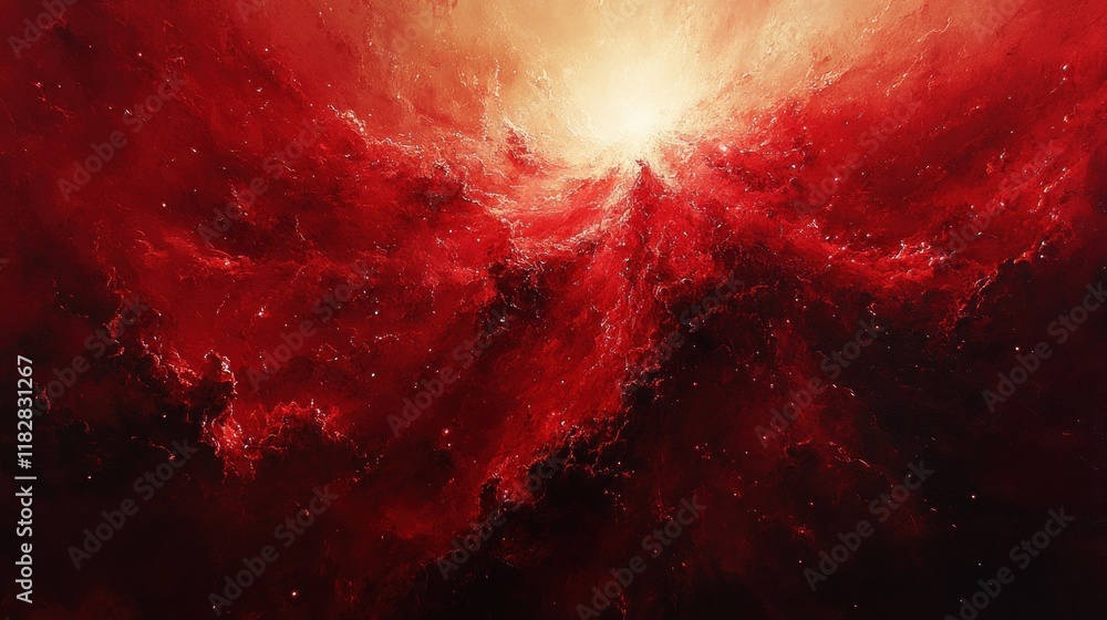 Poster red starburst abstract effect light flare sparkle dynamic cosmic explosion