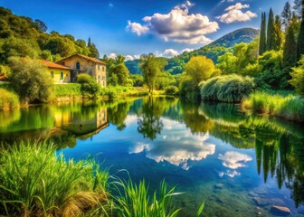 Obraz premium Sarzana Lake, La Spezia Countryside: Breathtaking Urban Exploration Photography