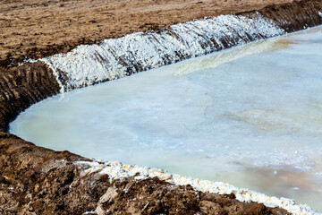 India. Great Rann of Kutch, salt marsh in Thar Desert. One of the largest salt deserts in the...