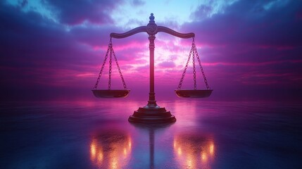 Balance Scales of Justice Close Up for Legal Context in Soft Pastel Colors