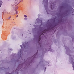 Vibrant fluid abstract pattern in purple and orange hues with dreamy textures and copy space