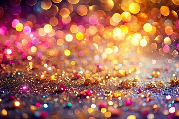 Naklejka premium Sparkling Glitter Abstract Background Double Exposure Photography - Shimmering Gold, Silver, and Pink Texture