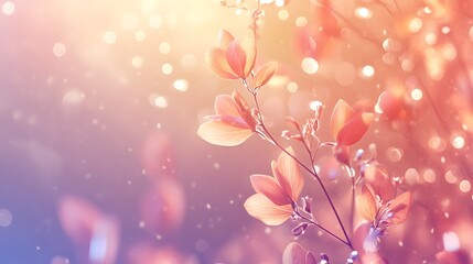 Fototapeta premium Delicate Peach Blossoms Illuminated By Soft Sunlight