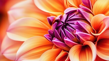 Obraz premium Close up of an orange dahlia flower showcasing vibrant petals in intricate detail
