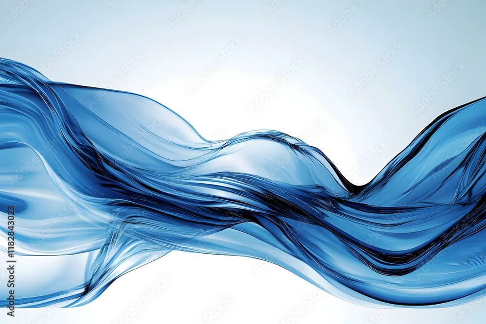 Aufkleber abstract blue wave flows gracefully across a soft background, creating a serene and fluid design