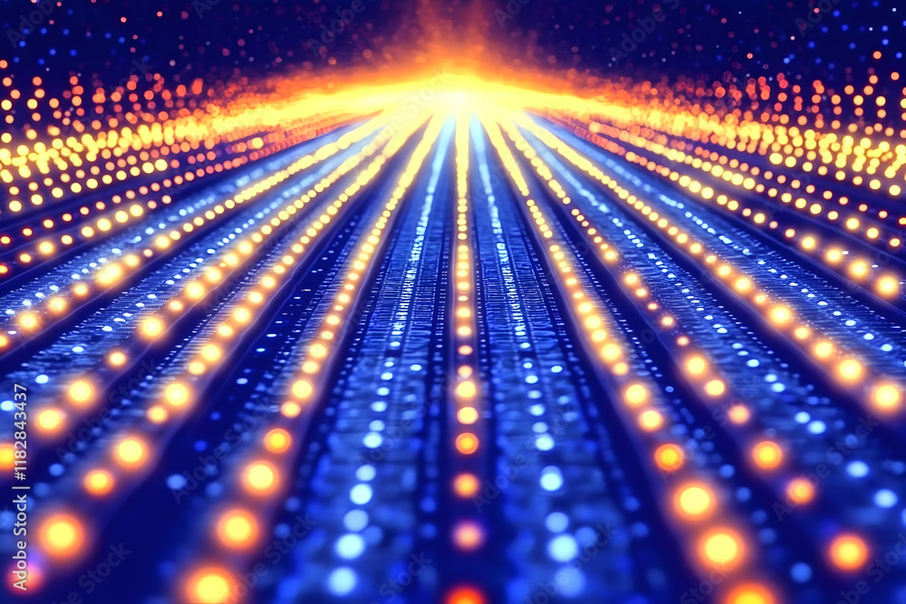 Poster abstract background showcases luminous lines converging towards a bright center with a gradient boke