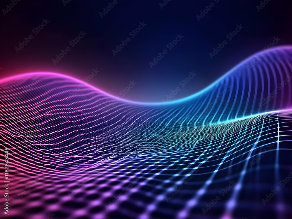 Poster Abstract 3D Mesh Background Flows Smoothly with Vibrant Gradient Colors.